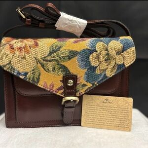 Patricia Nash Yellow and Blue Floral Crossbody Bag